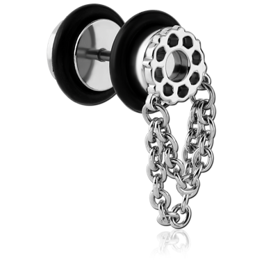 SURGICAL STEEL FAKE PLUG WITH CHAIN