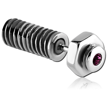 SURGICAL STEEL TWO SIDED JEWELED FAKE PLUG - SCREW