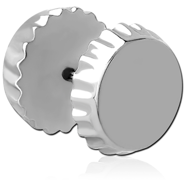 FAKE PLUG PLAIN DISC WITH SCALLOPED EDGE ENDS