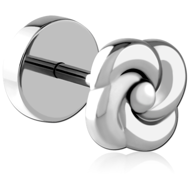 SURGICAL STEEL FAKE PLUG ROSE SWIRL FACE POLISHED DESIGN