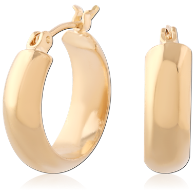 GOLD PVD 18K COATED SURGICAL STEEL HOOP EARRINGS CHUNKY DOME HUGGIE