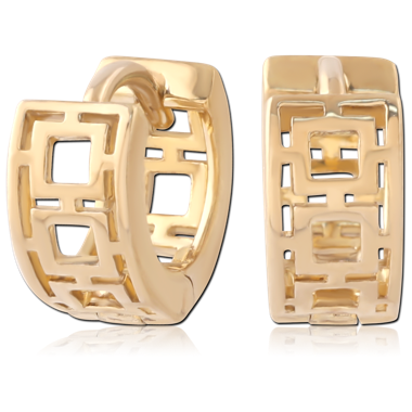 GOLD PVD 18K COATED SURGICAL STEEL HUGGIES  EARRINGS PAIR