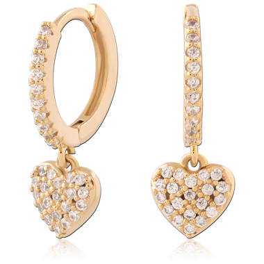 STERLING SILVER 925 GOLD PLATED 18K JEWELED HUGGIES PAIR