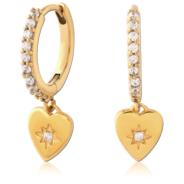 GOLD PVD COATED SURGICAL STEEL JEWELED HUGGIES PAIR