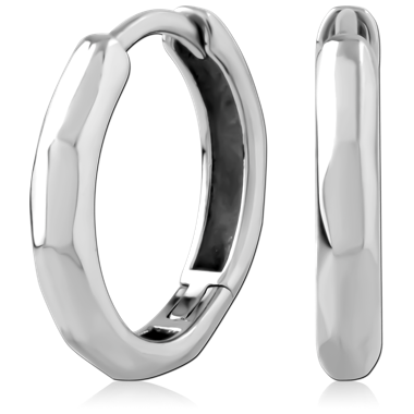 316L SURGICAL STEEL HUGGIES FACETED BAND GEOMETRIC POLISHED FINISH DESIGN