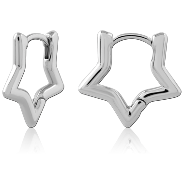 316L SURGICAL STEEL HUGGIE EARRINGS OPEN STAR OUTLINE SHAPE DESIGN