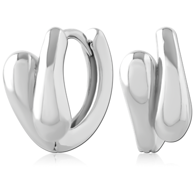 316L SURGICAL STEEL HUGGIE EARRINGS DOUBLE HOOP CROSSOVER POLISHED BAND