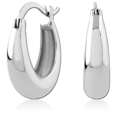 STERLING SILVER 925 CHUNKY OVAL HUGGIE EARRINGS POLISHED
