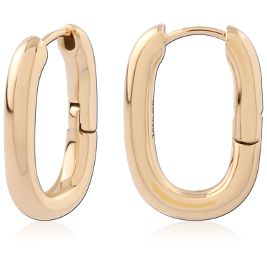 GOLD PVD 18K COATED SURGICAL STEEL HINGED HUGGIE HOOP ROUNDED RECTANGLE