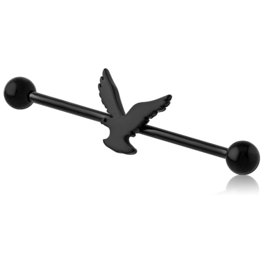 BLACK PVD COATED SURGICAL STEEL INDUSTRIAL BARBELL - EAGLE