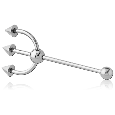Industrial Barbell Trident conception industrielle 14 G Piercing Haltères