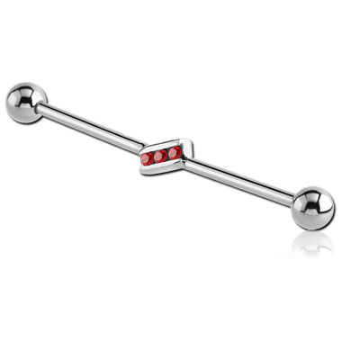 SURGICAL STEEL JEWELED INDUSTRIAL BARBELL
