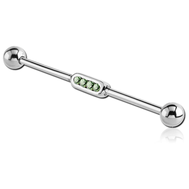 SURGICAL STEEL JEWELED INDUSTRIAL BARBELL