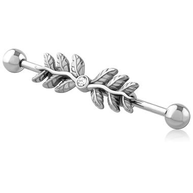 SURGICAL STEEL INDUSTRIAL BARBELL WITH SLIDING CHARM