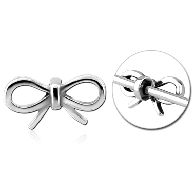 SURGICAL STEEL ADJUSTABLE SLIDING CHARM RIBBON BOW FOR INDUSTRIAL BARBELL