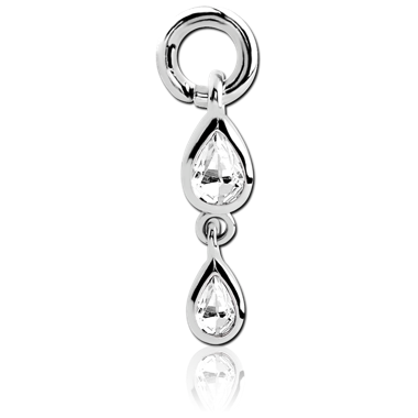 STERILE 316L SURGICAL STEEL INTIMATE ATTACHMENT DOUBLE TEARDROP PINK GEM DROP DANGLE