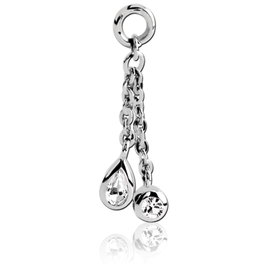 STERILE 316L SURGICAL STEEL JEWELED ATTACHMENT FOR INTIMATE PIERCING - PEAR AND BALL