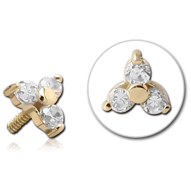 14K GOLD JEWELED ATTACHMENT FOR 1.2MM INTERNALLY THREADED PINS