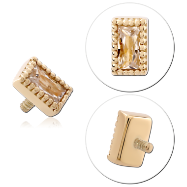 14K YELLOW GOLD INTERNAL THREADED ATTACHMENT FOR 1.2MM RECTANGLE GEM BEADED HALO