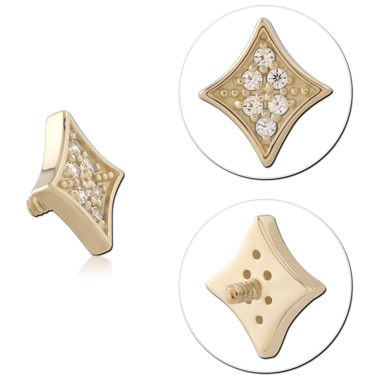 14K YELLOW GOLD INTERNAL THREADED ATTACHMENT FOR 1.2MM KITE SHAPE PAVE GEM CLUSTER