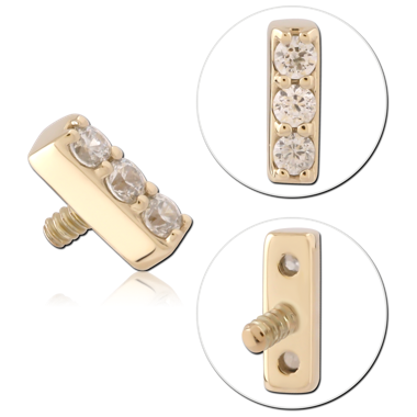 14K YELLOW GOLD INTERNAL THREADED ATTACHMENT FOR 1.2MM VERTICAL BAR FOUR GEM