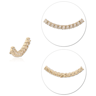 14K YELLOW GOLD INTERNAL THREADED ATTACHMENT FOR 1.2MM TOP CURVED GRADUATED ROW OF ROUND GEMS