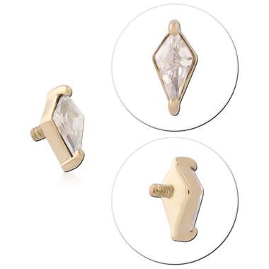 14K YELLOW GOLD INTERNAL THREADED ATTACHMENT FOR 1.2MM TOP SINGLE KITE CUT GEM