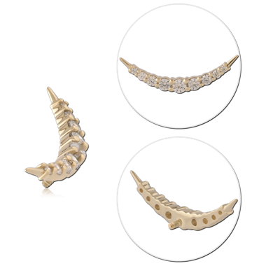 14K YELLOW GOLD INTERNAL THREADED ATTACHMENT FOR 1.2MM TOP CURVED ROW ROUND GEM CLUSTER