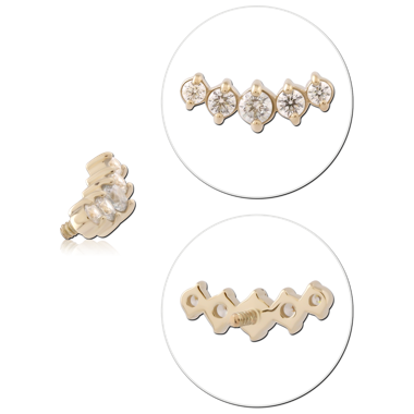 14K YELLOW GOLD INTERNAL THREADED ATTACHMENT FOR 1.2MM TOP FIVE ROUND GEM CLUSTER