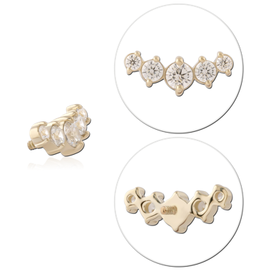 14K YELLOW GOLD INTERNAL THREADED ATTACHMENT FOR 1.2MM TOP GRADUATED ROUND GEM CLUSTER