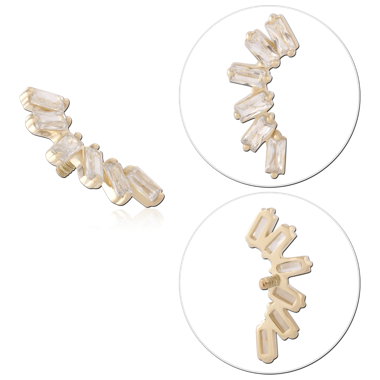 14K YELLOW GOLD INTERNAL THREADED ATTACHMENT FOR 1.2MM CURVED BAGUETTE GEM CLUSTER LEFT