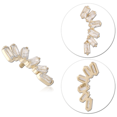 14K YELLOW GOLD INTERNAL THREADED ATTACHMENT FOR 1.2MM CURVED BAGUETTE GEM CLUSTER RIGHT