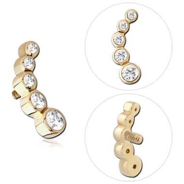 14K GOLD JEWELED ATTACHMENT FOR 1.2MM INTERNALLY THREADED PINS - LIEF