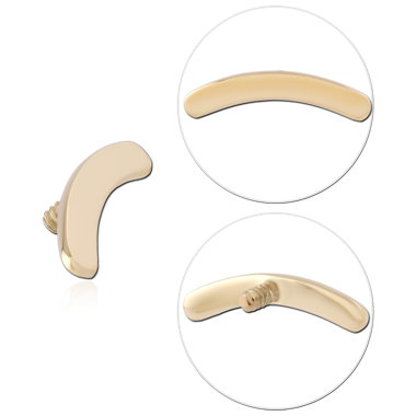 14K YELLOW GOLD INTERNAL THREADED ATTACHMENT SMOOTH CURVED BAR ACCENT