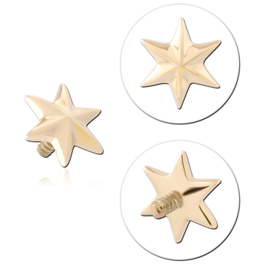14K YELLOW GOLD INTERNAL THREADED ATTACHMENT FIVE POINT STAR DESIGN