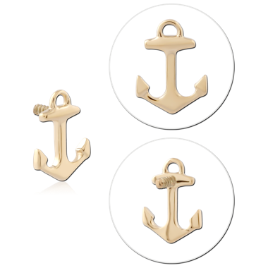 14K YELLOW GOLD INTERNAL THREADED ATTACHMENT NAUTICAL ANCHOR DESIGN