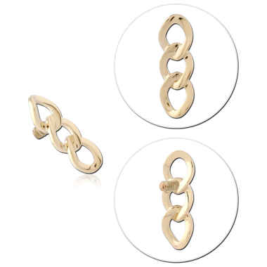 14K YELLOW GOLD INTERNAL THREADED ATTACHMENT TRIPLE INTERLOCKING CHAIN LINKS