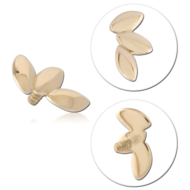 14K YELLOW GOLD INTERNAL THREADED ATTACHMENT TRIPLE MARQUISE LEAF CLUSTER