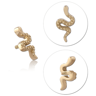 14K YELLOW GOLD INTERNAL THREADED ATTACHMENT TEXTURED SNAKE S-CURVE DESIGN