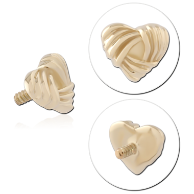 14K YELLOW GOLD INTERNAL THREADED ATTACHMENT WOVEN HEART MOTIF DESIGN