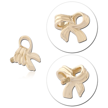 14K YELLOW GOLD INTERNAL THREADED TOP RIBBON BOW KNOT DESIGN