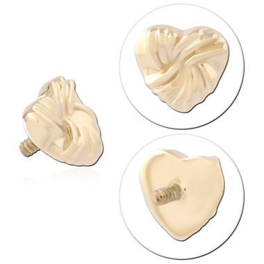 14K YELLOW GOLD INTERNAL THREADED ATTACHMENT SWIRL HEART MOTIF DESIGN