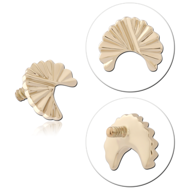 14K YELLOW GOLD INTERNAL THREADED ATTACHMENT RADIANT FAN CRESCENT DESIGN