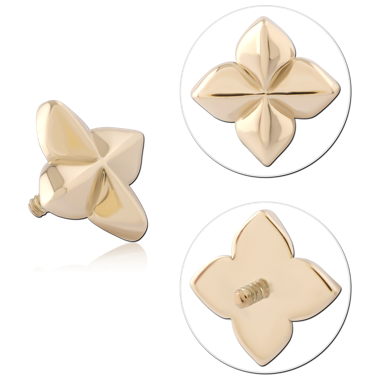 14K YELLOW GOLD INTERNAL THREADED ATTACHMENT FOUR PETAL FLOWER DESIGN