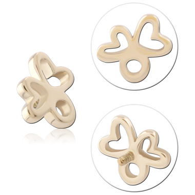 14K YELLOW GOLD INTERNAL THREADED ATTACHMENT OPEN BUTTERFLY OUTLINE DESIGN