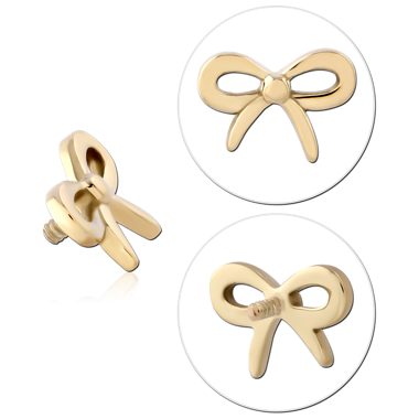 14K YELLOW GOLD INTERNAL THREADED TOP OPEN BOW KNOT DESIGN