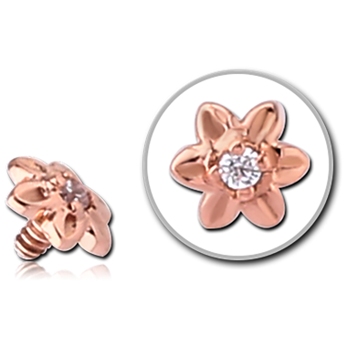 14K ROSE GOLD JEWELED ATTACHMENT FOR 1.2MM INTERNALLY THREADED PINS - FLOWER