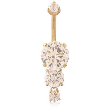 316L GOLD PVD 18K COATED SURGICAL STEEL INTERNAL NAVEL BANANA