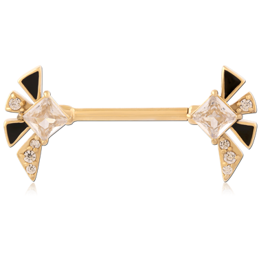 316L GOLD PVD 18K COATED SURGICAL STEEL INTERNAL NIPPLE BARBELL