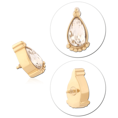 316L GOLD PVD 18K COATED SURGICAL STEEL INTERNALLY THREADED TOP PEAR